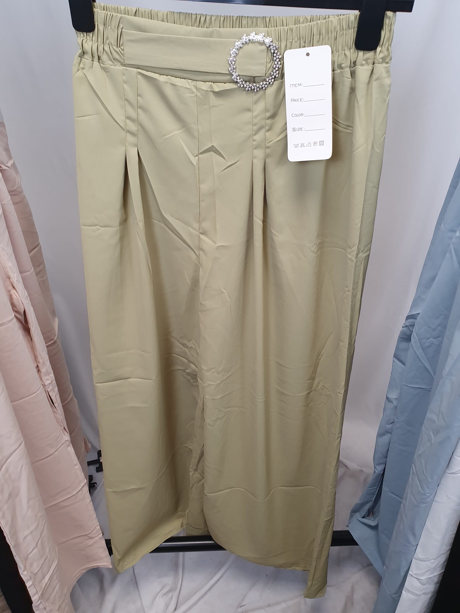 Buckle Detail Wide Leg Trousers - Relaxed Fit - Various Colours
