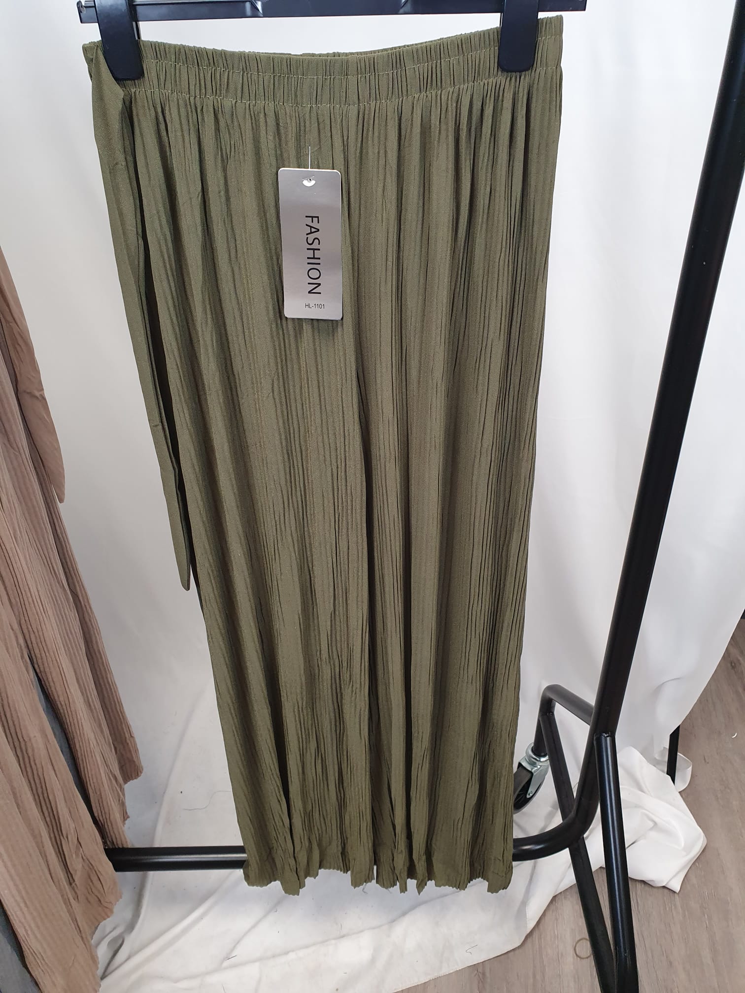 Crinkle Wide Leg Trousers - Elasticated Waist