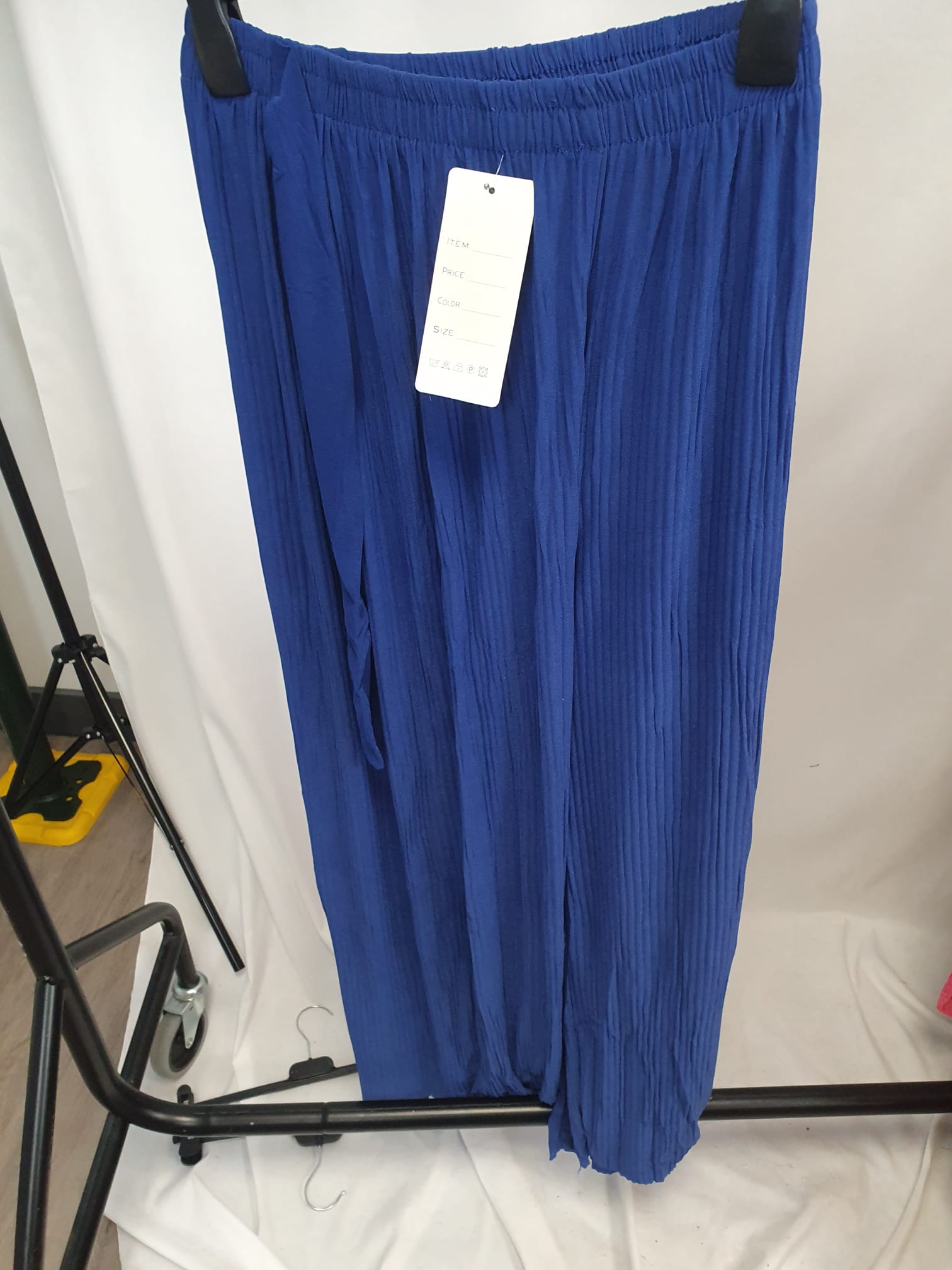 Crinkle Wide Leg Trousers - Elasticated Waist