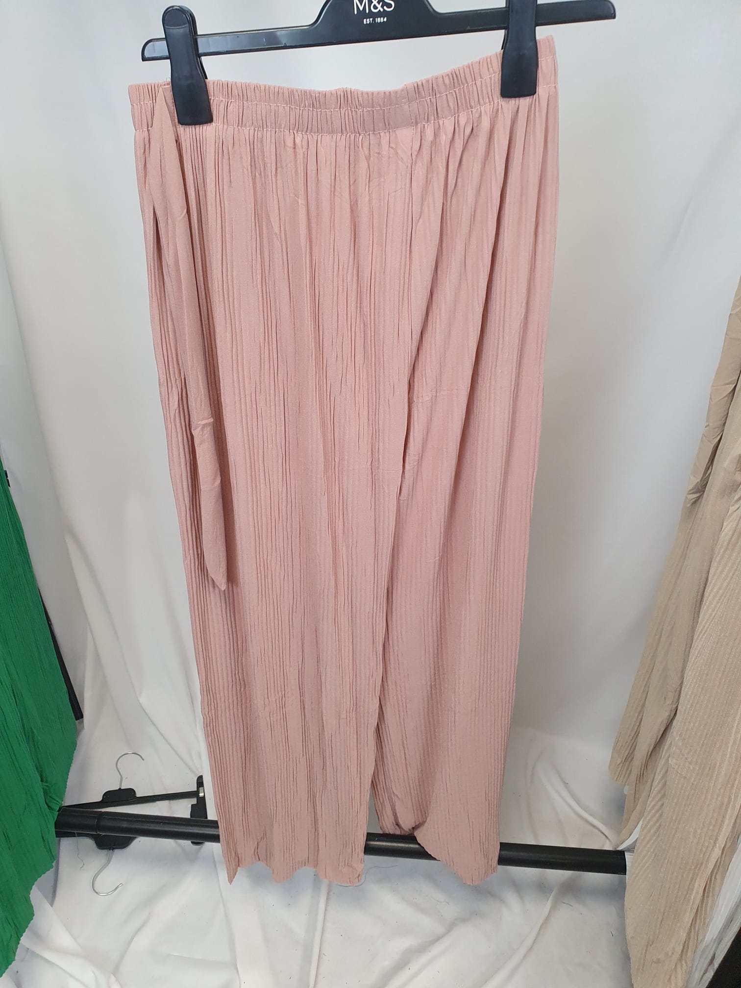 Crinkle Wide Leg Trousers - Elasticated Waist