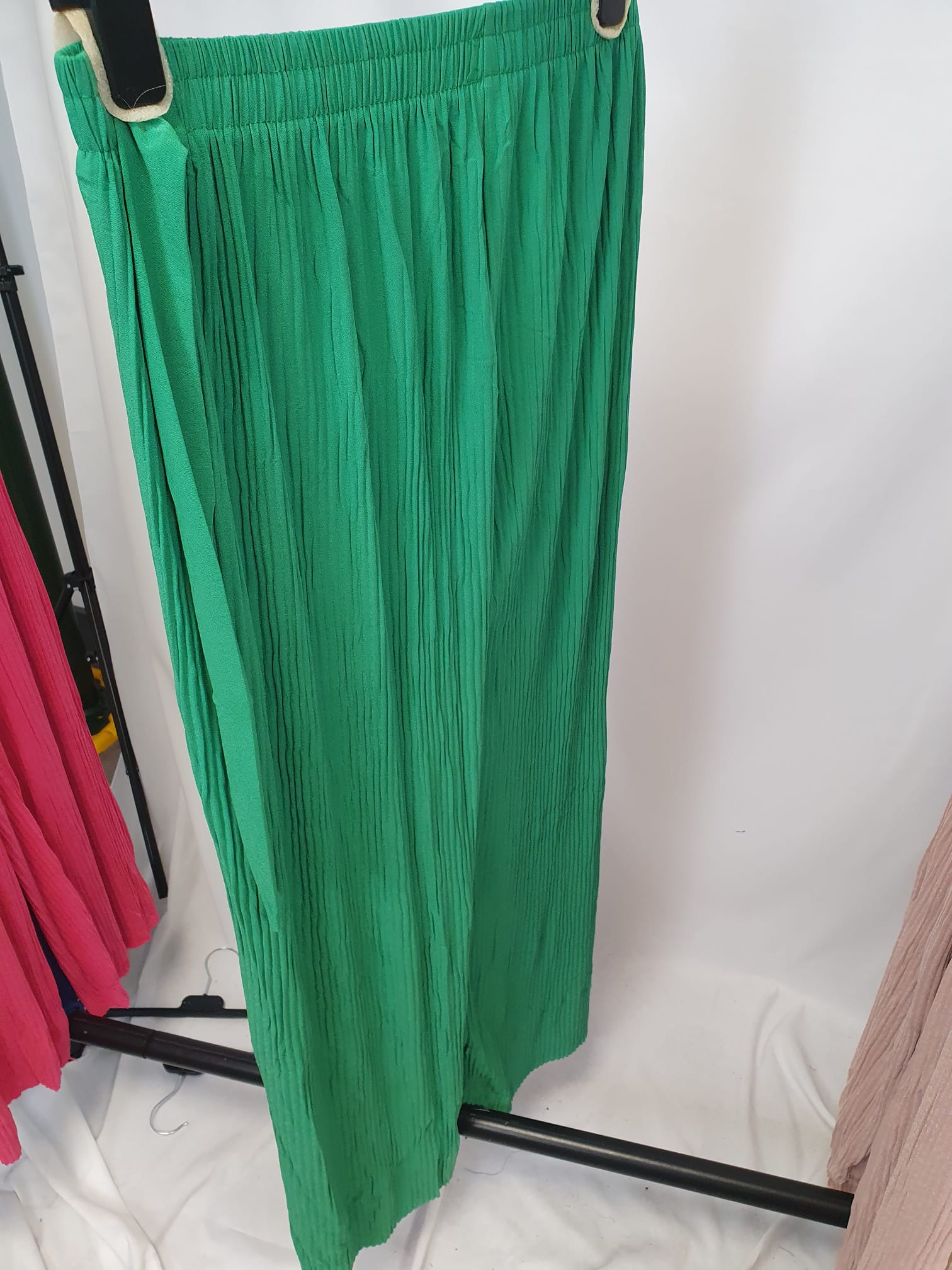 Crinkle Wide Leg Trousers - Elasticated Waist