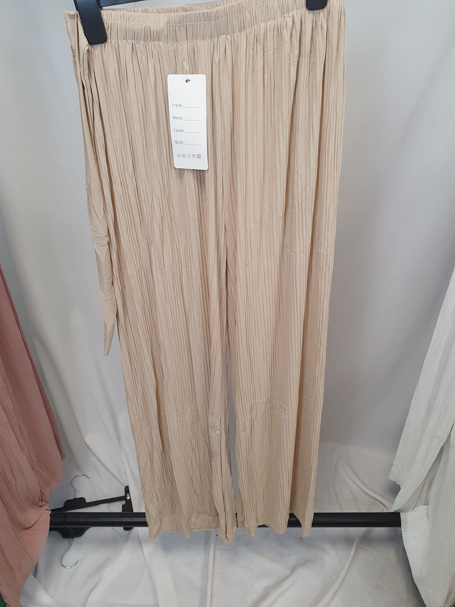 Crinkle Wide Leg Trousers - Elasticated Waist