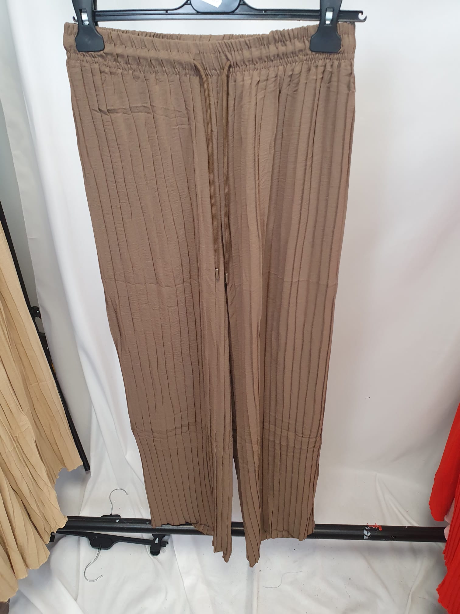 Crinkle Drawstring Wide Leg Trousers - Relaxed Fit - Various Colours