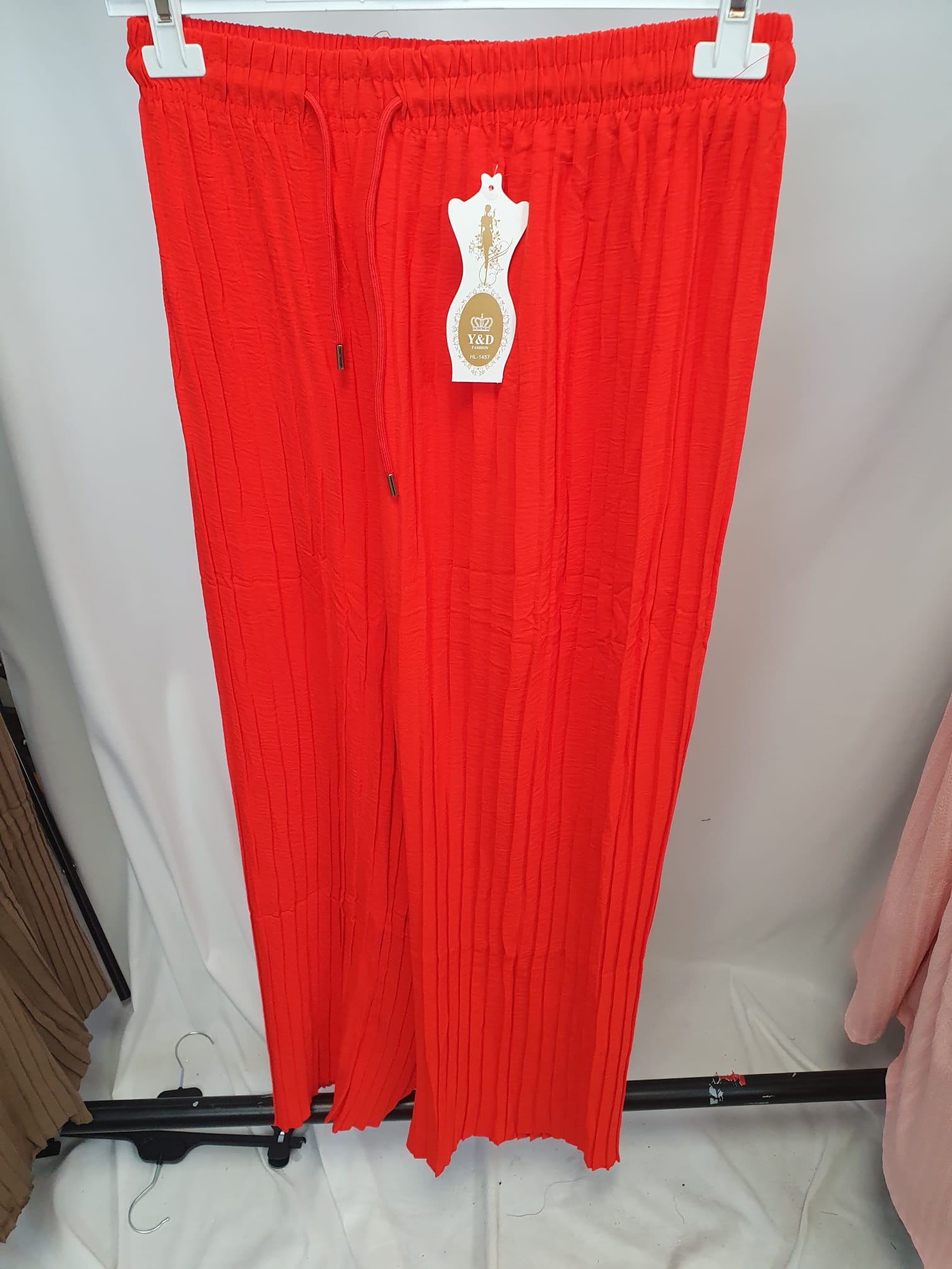 Crinkle Drawstring Wide Leg Trousers - Relaxed Fit - Various Colours