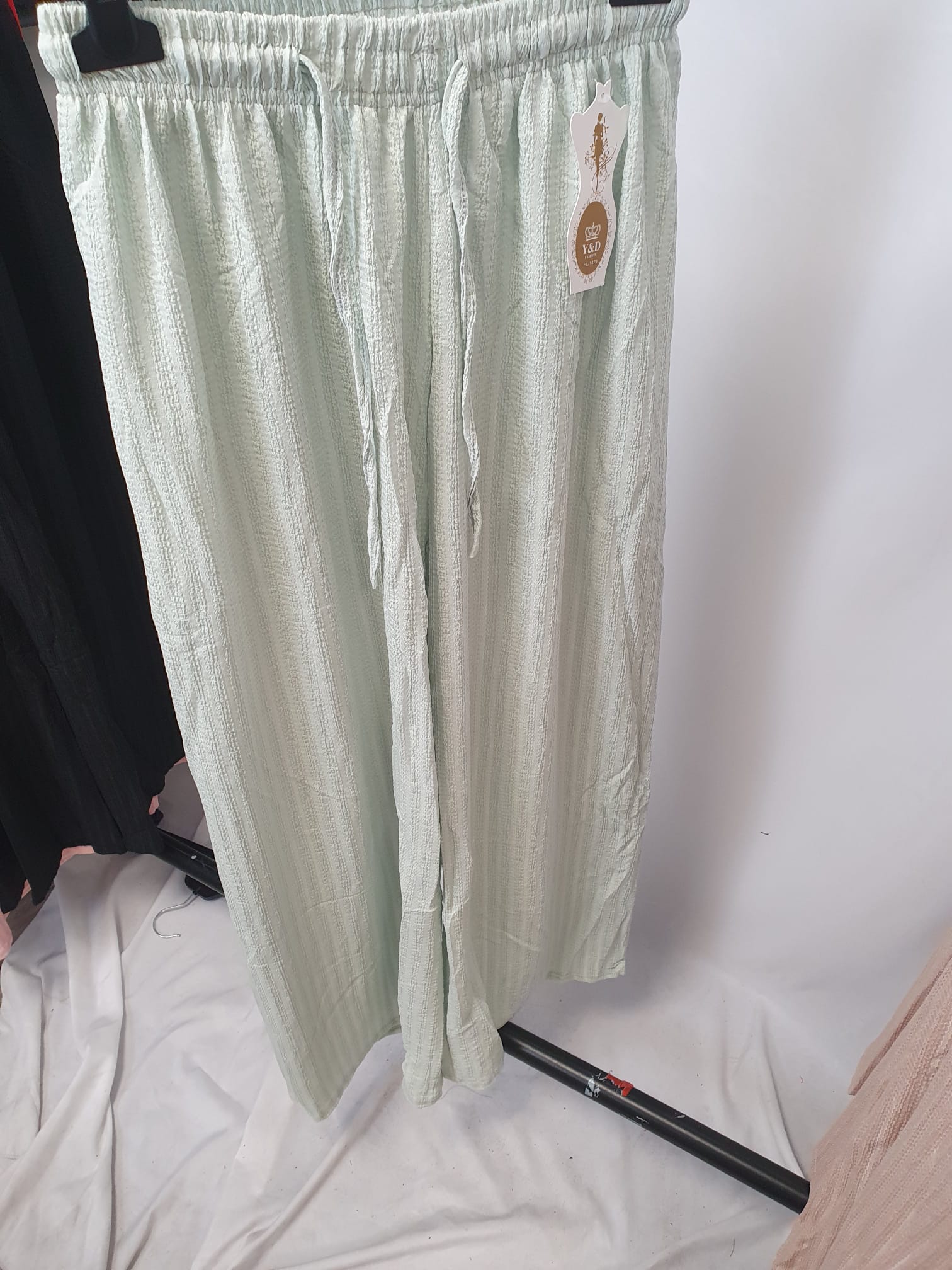 Crinkle Drawstring Wide Leg Trousers - Relaxed Fit - Various Colours