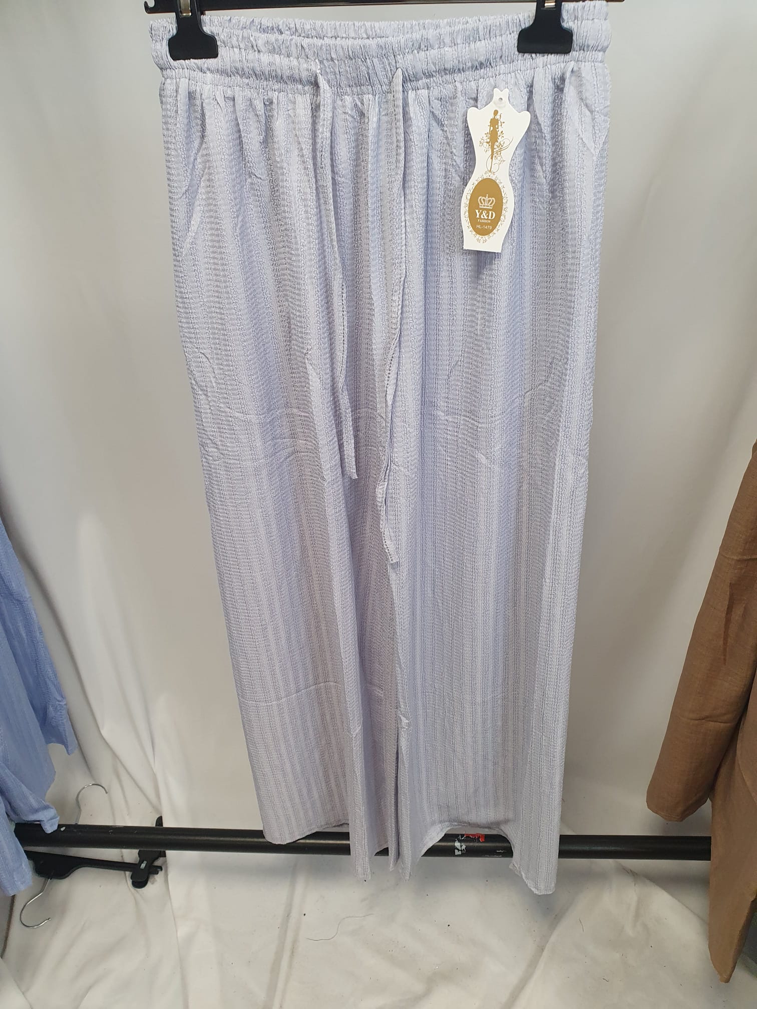 Crinkle Drawstring Wide Leg Trousers - Relaxed Fit - Various Colours