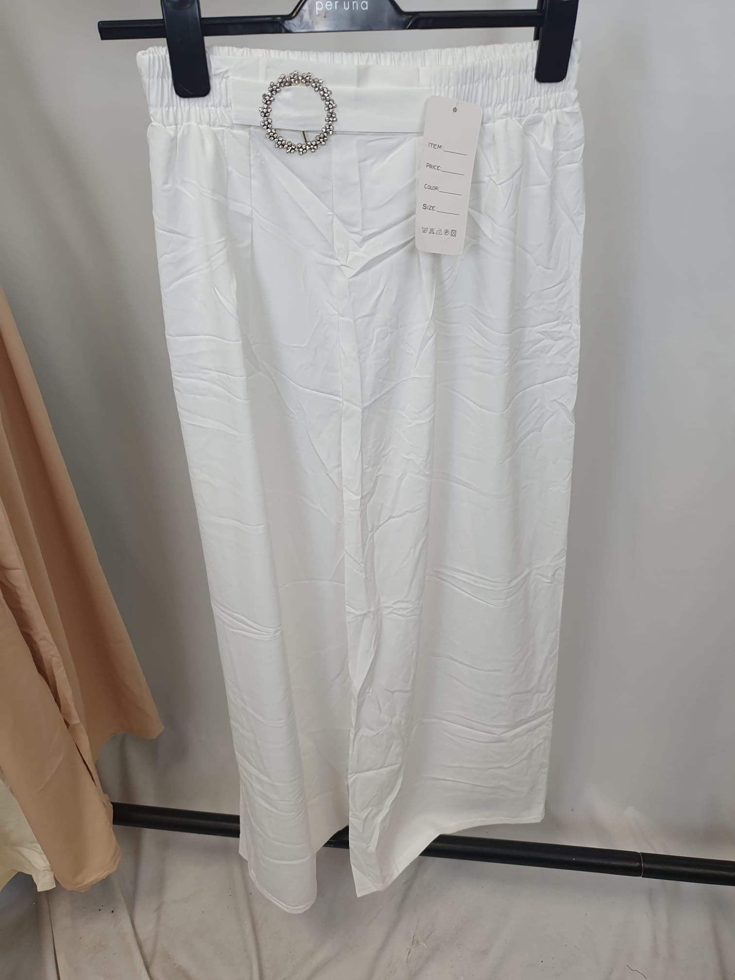 Buckle Detail Wide Leg Trousers - Relaxed Fit - Various Colours