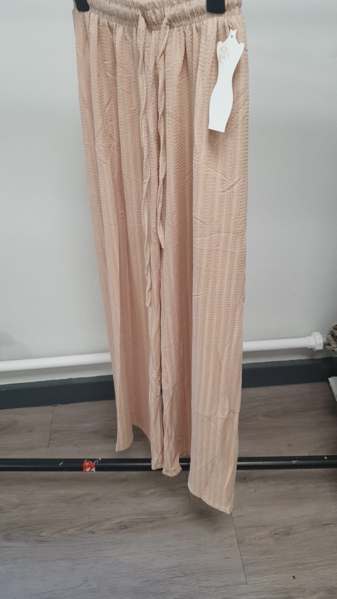 Crinkle Drawstring Wide Leg Trousers - Relaxed Fit - Various Colours