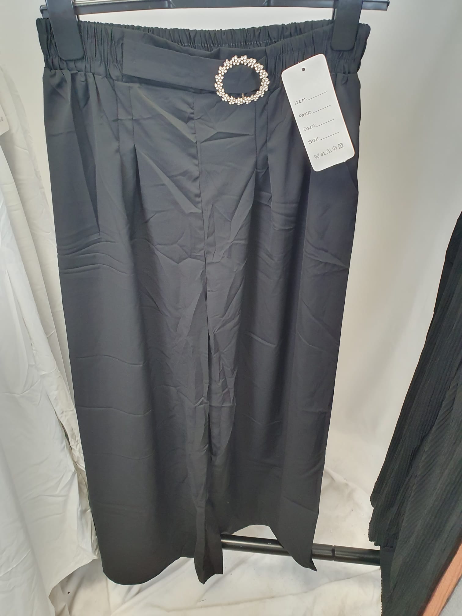 Buckle Detail Wide Leg Trousers - Relaxed Fit - Various Colours