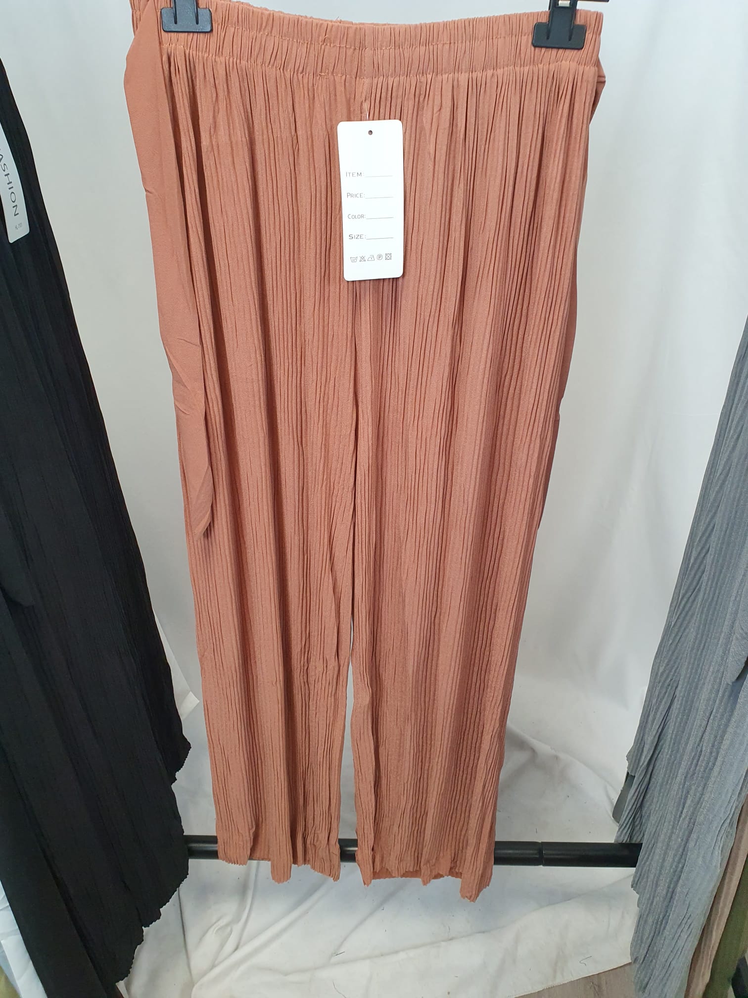 Crinkle Wide Leg Trousers - Elasticated Waist