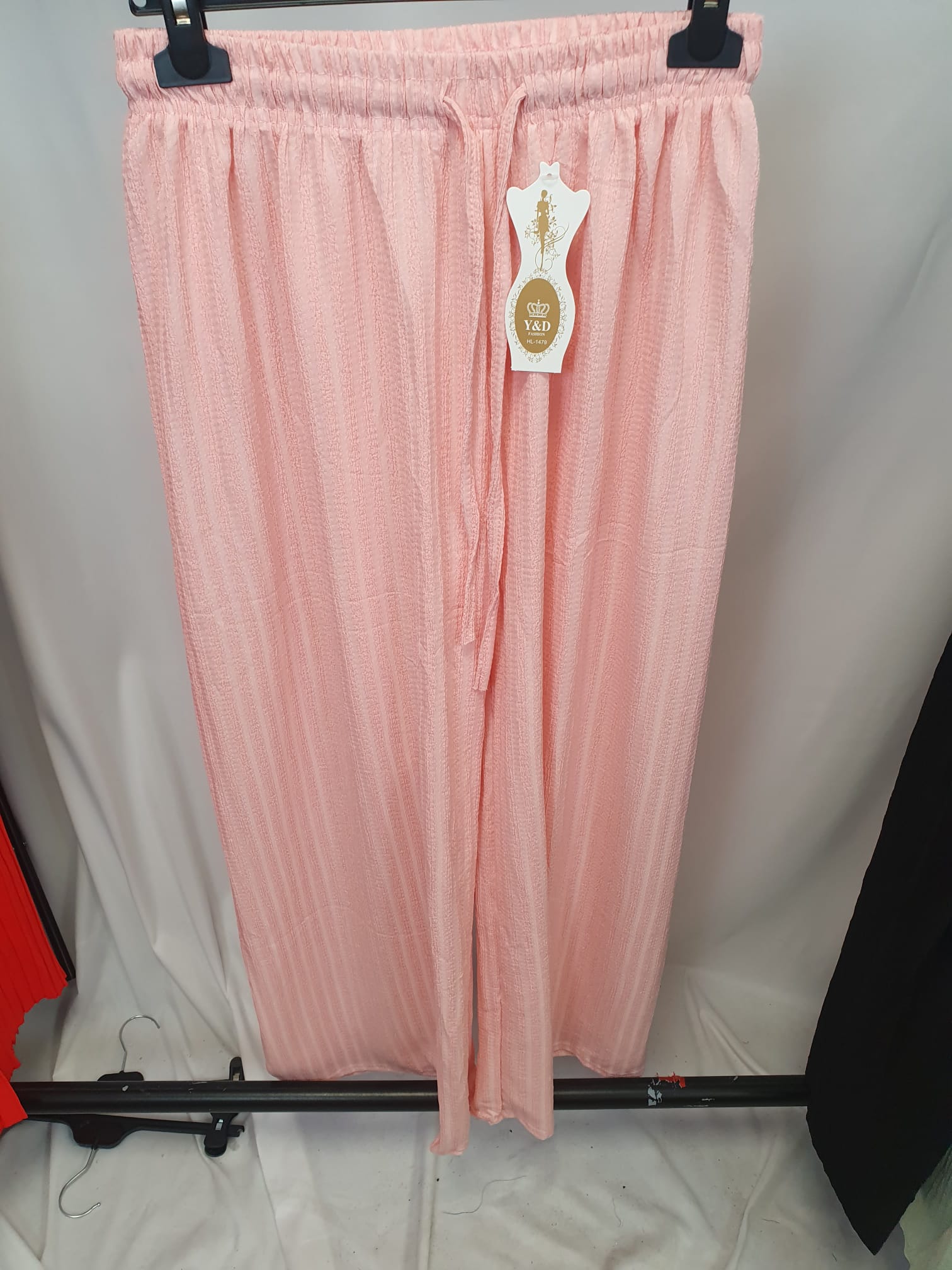 Crinkle Drawstring Wide Leg Trousers - Relaxed Fit - Various Colours